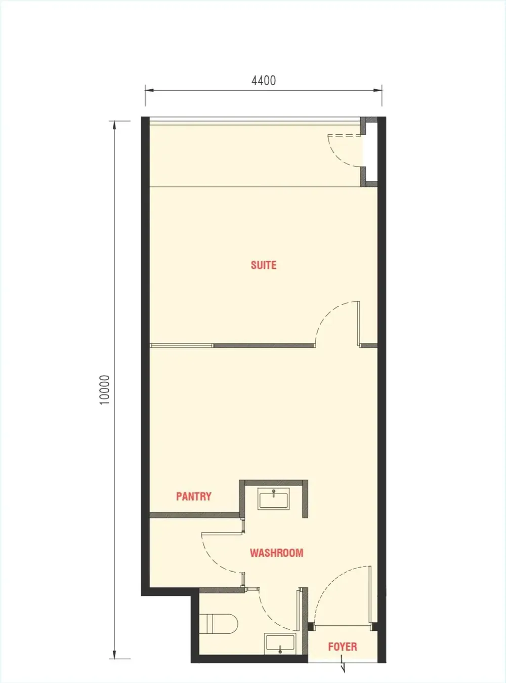 Sample suite layout with defined sleeping area at The Bedrock