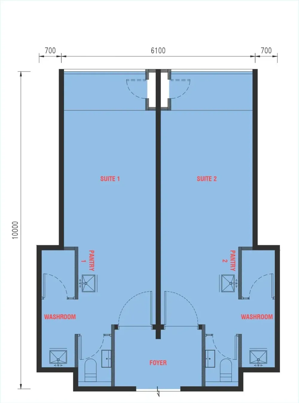 Sample dual-key layout with two lockable suites at The Bedrock